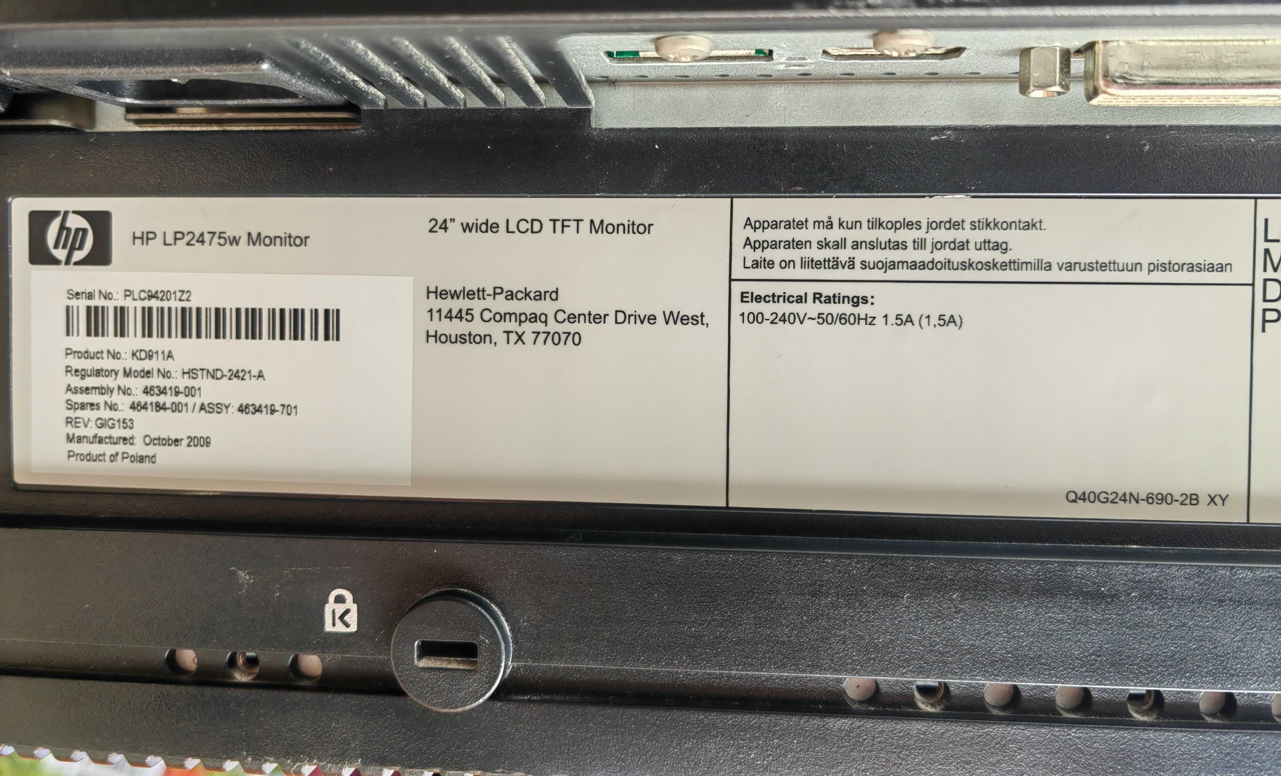 Monitor HP LP2475w 24-cale