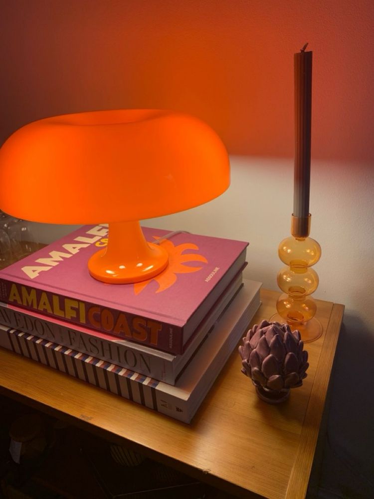 Duża lampa stołowa led grzybek pomarańczowa lub biała