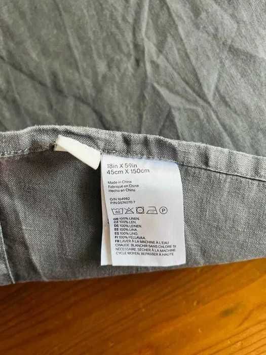 Lniany bieżnik na stół szary antracyt 45 cmx 150 cm 2 sztuki