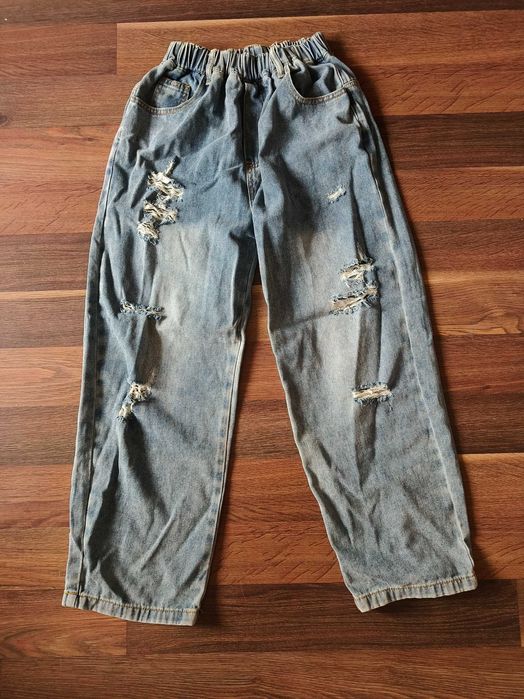 Jeansy baggy z przetarciami Darkness - r. 160