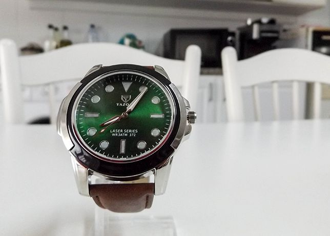 Relógio clássico masculino com bracelete de couro elegante, novo HQ