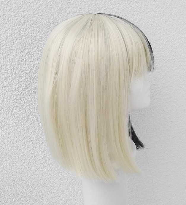 Dye split SIA Cosplay wig blond czarna peruka z prostą grzywką krótka
