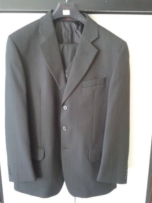 Garnitur męski 3-częściowy 170 cm antracyt/ciemnoszary prążki (BDB)