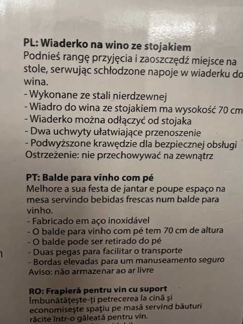 Chłodziarka, cooler na wino, szampana na stojaku, Nowy