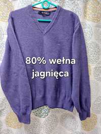 Sweter fioletowy 80% wełna jagnięca, roz. L