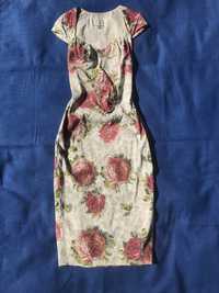 Sukienka Karen Millen Vintage Midi w Kwiaty Krótki Rękawek