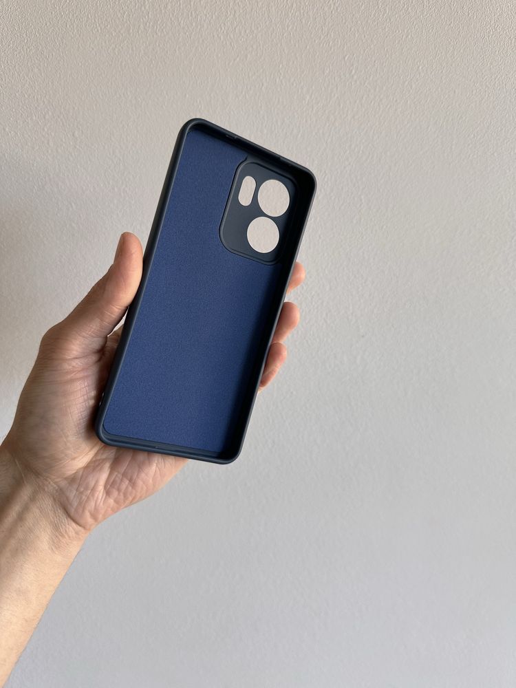 Etui silicon granatowe + SZKŁO cały ekran 9D do OPPO RENO 13F 5G
