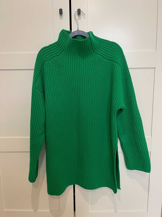 zielony wełniany sweter Massimo Dutti M-L