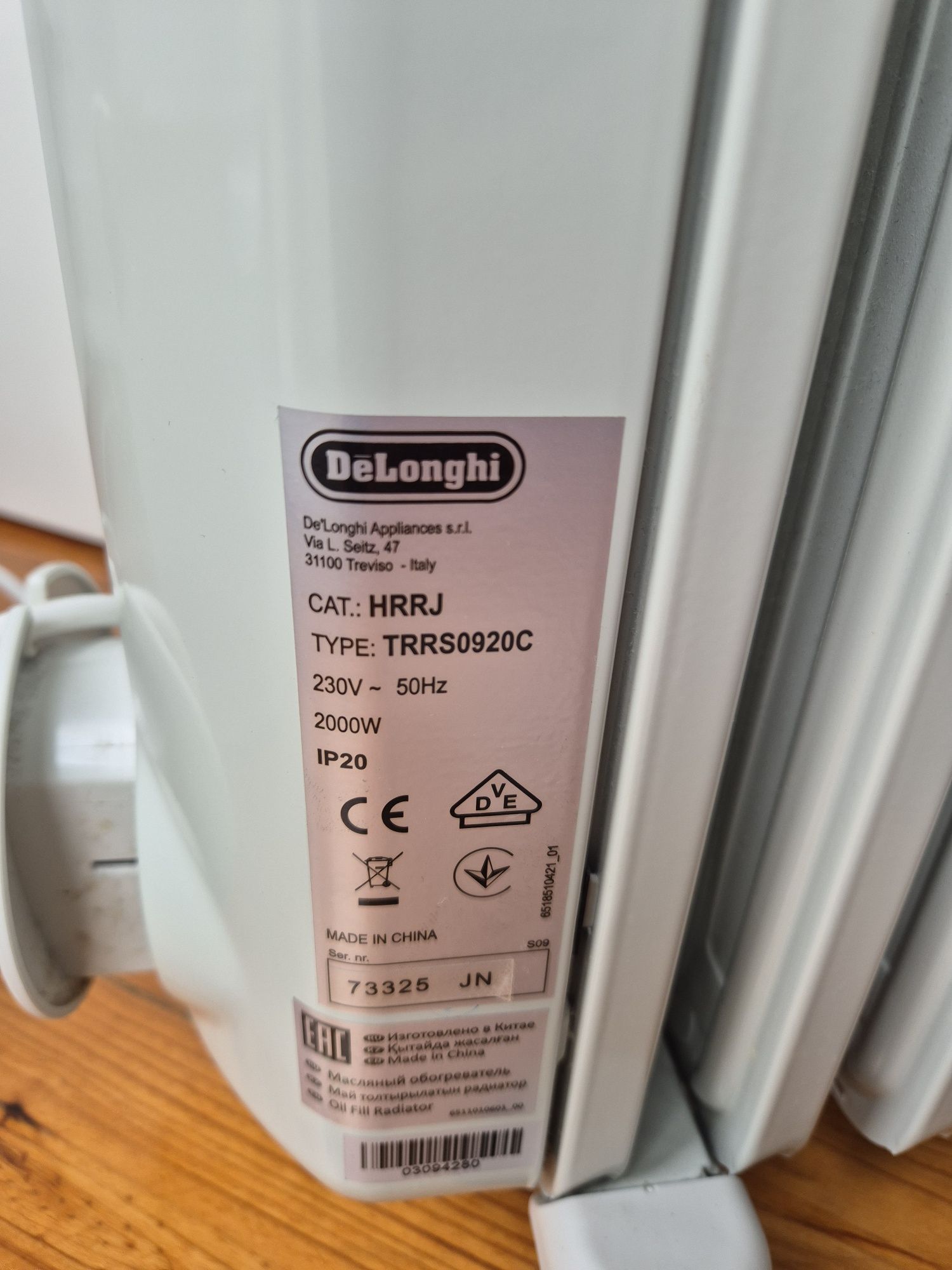 Aquecedor a óleo DELONGHI 2000W