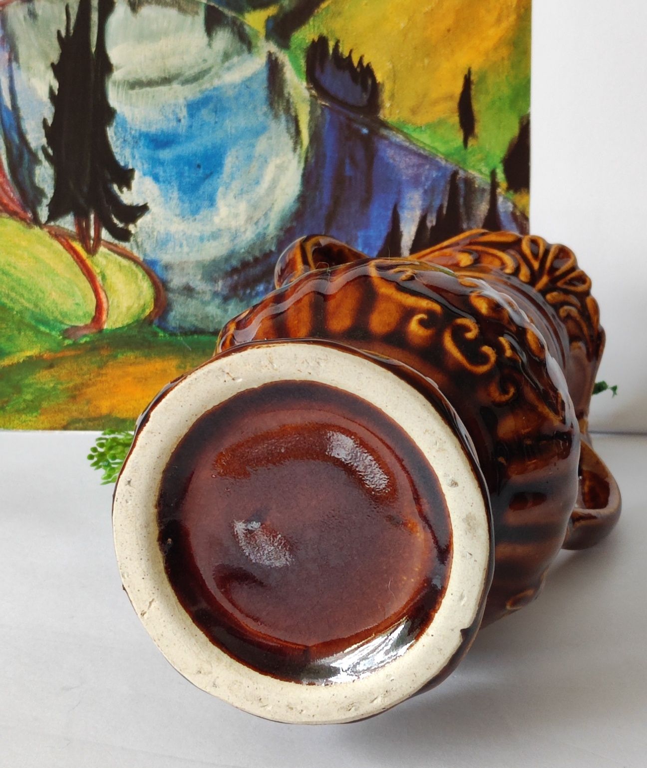 Piękna stara ceramika wazony 2 sztuki komplet