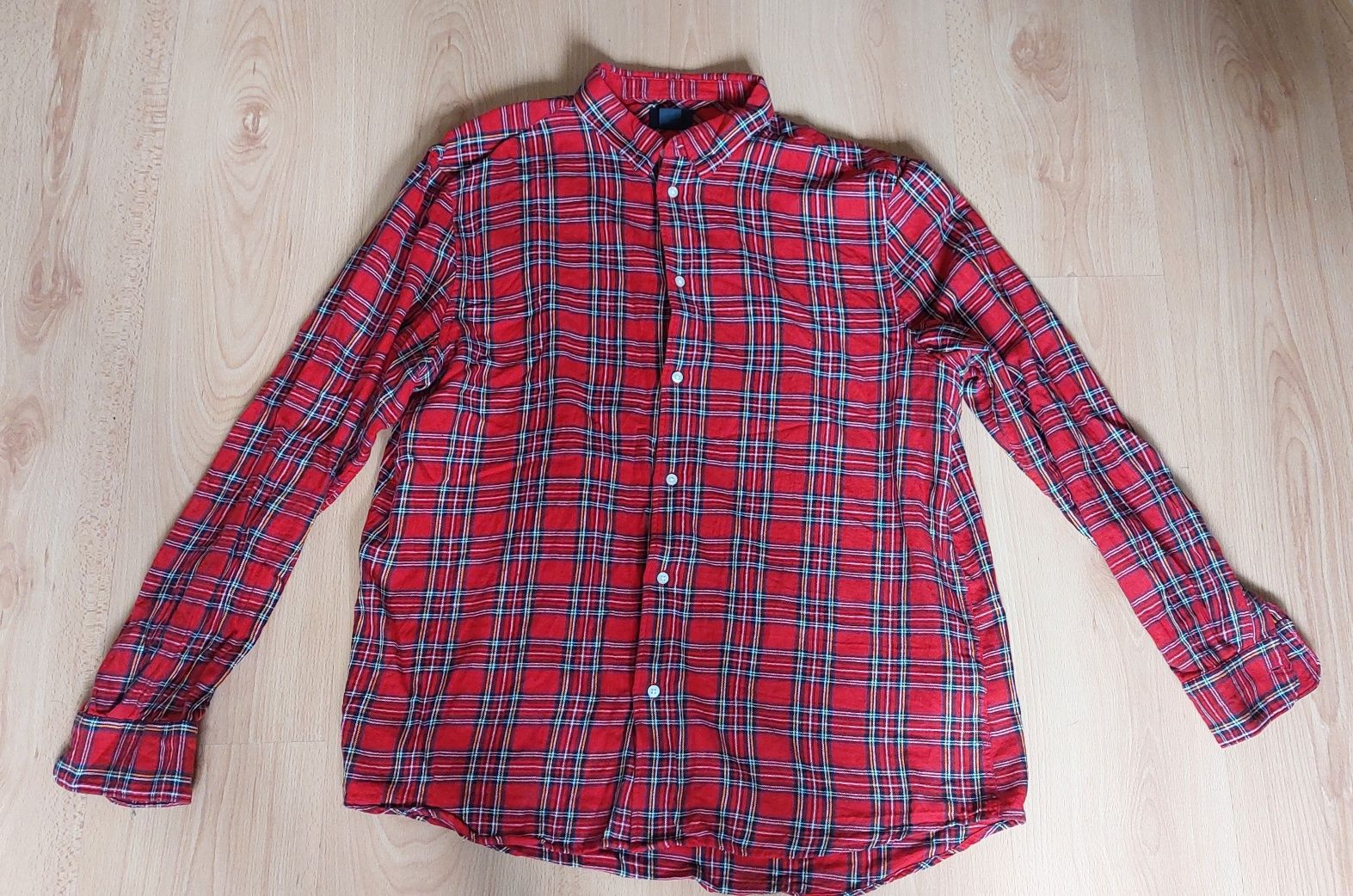 Koszula męska w kratę H&M XL Regular Fit czerwona