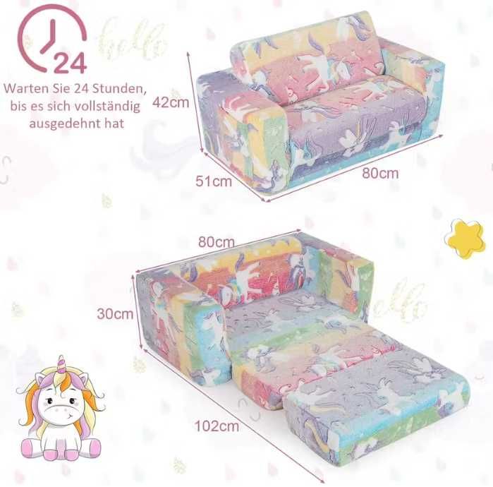 Sofa dziecięca 2 W 1 COSTWAY