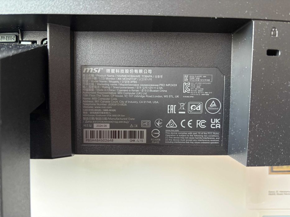 Monitor MSI Pro MP243X 23,8” Full HD