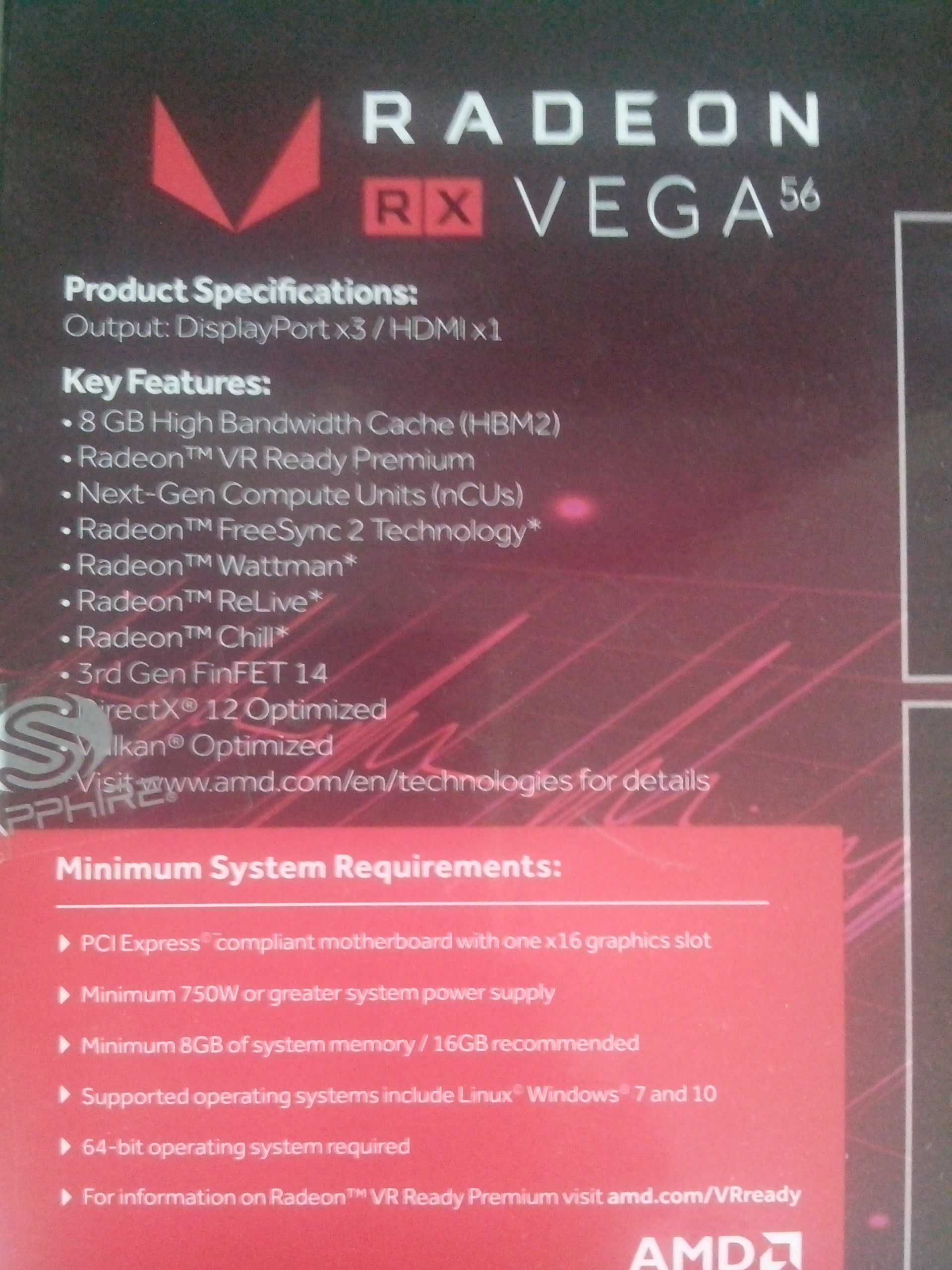 Продам видеокарту Radeon VEGA 56