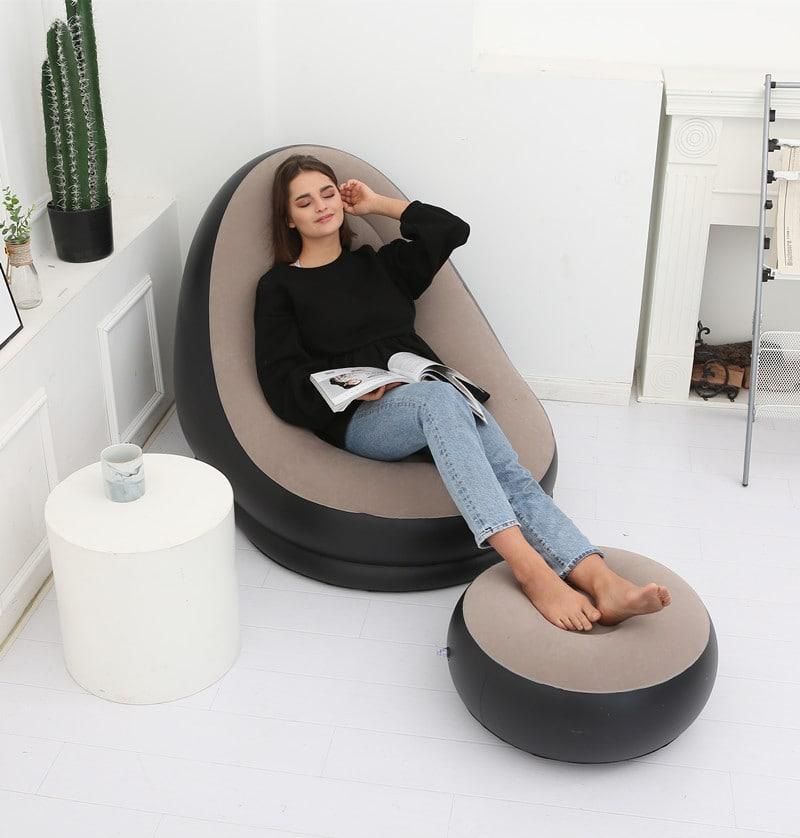 Надувное кресло диван 2в1 с пуфиком для ног A-Sofa до 100 кг