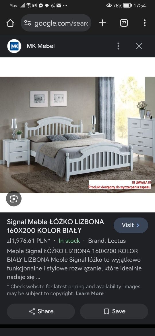 Łóżko rustykalne białe Signal Lizbona boho