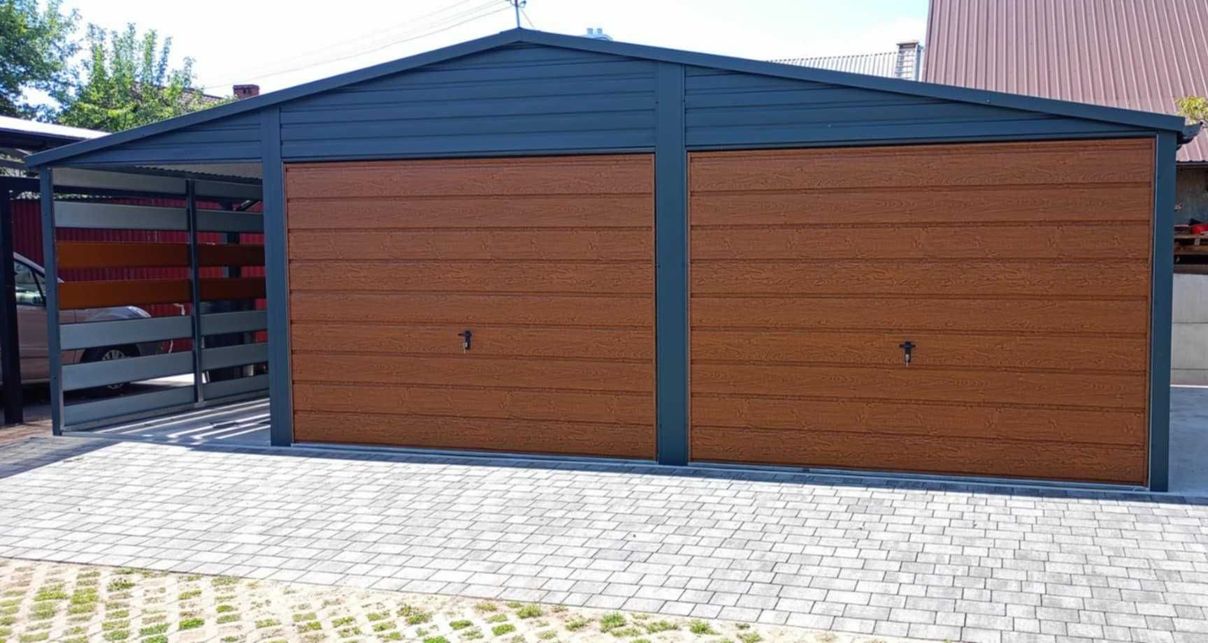 Garaż Blaszany dwuspadowy 8×6 + Wiata – Montaż Gratis CAŁA POLSKA