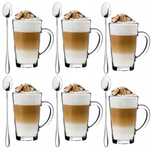 Szklanki Do Kawy Latte Macchiato + łyżeczki Zestaw Szklanek Na Kawę X6