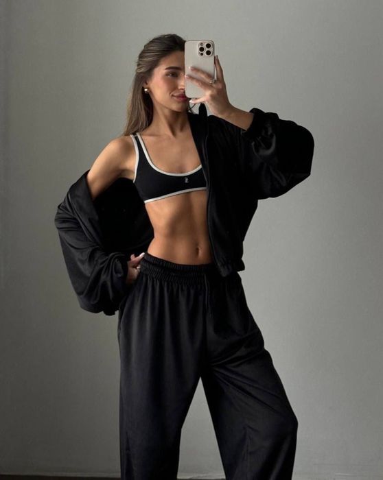 Спортивный костюм женский худи штаны топ велюровый зипка zara el milas