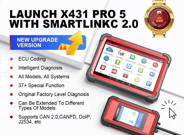 Launch X431 PRO5 SmartLink Maq Diagnóstico OBD Prog Online  (NOVO)