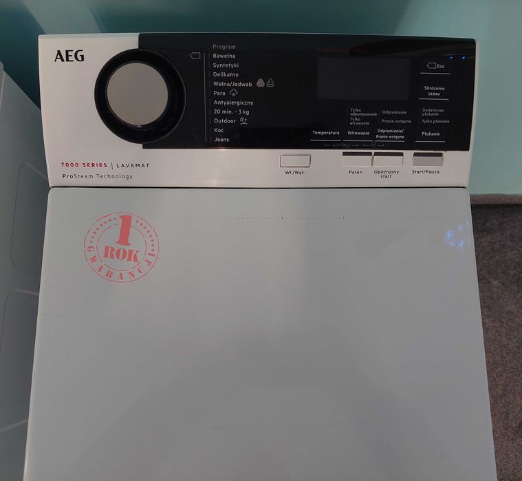 ROK GWARANCJA Pralka PAROWA AEG LTX7E272P 7kg Ekran dotykowy 1200 obr.