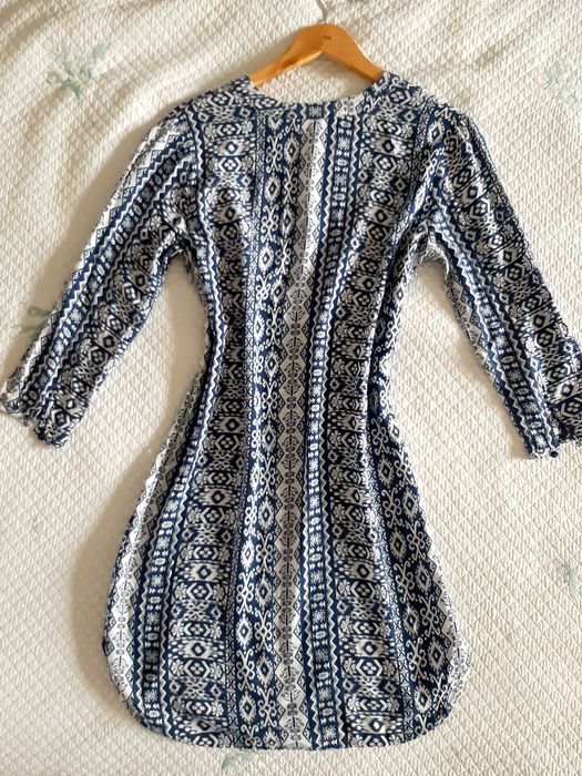 Sukienka mini boho, aztecka wzory 36 /S wiskoza