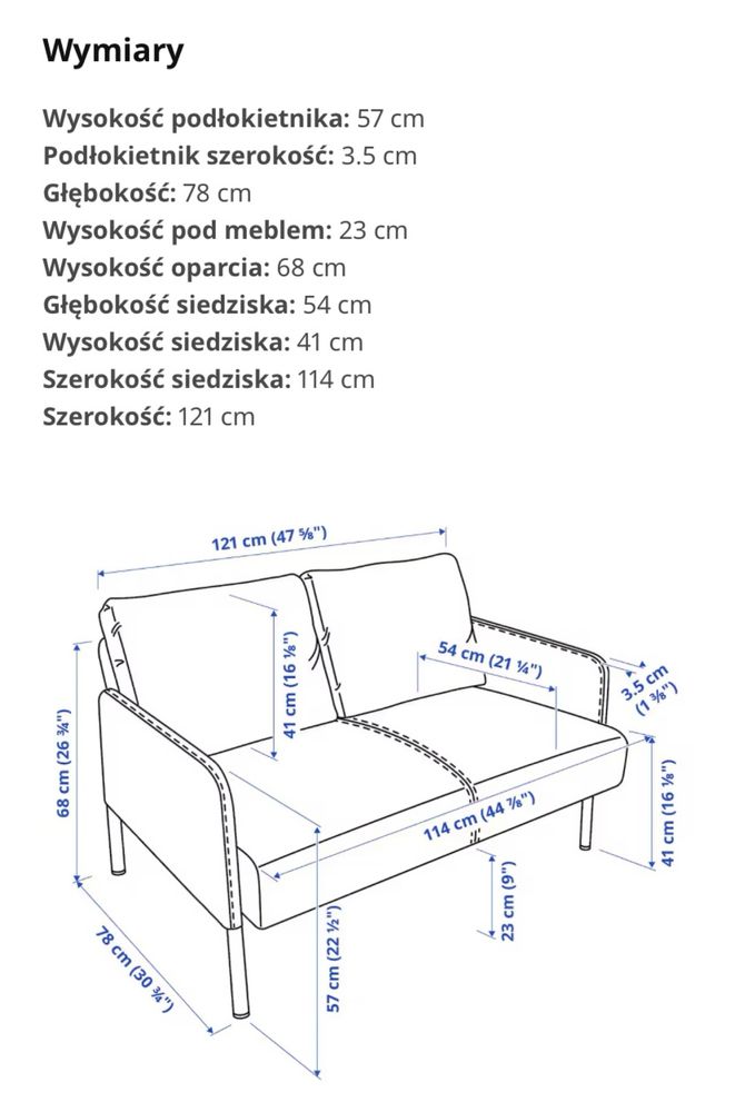 Szara sofa 2-osobowa