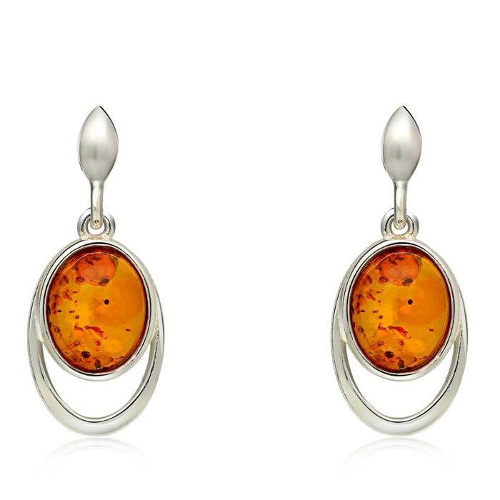 Srebrne kolczyki z bursztynem pr.925