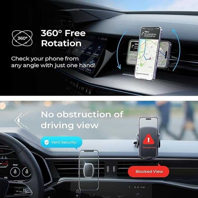 Samochodowy uchwyt na telefon LISEN, kratka, mocny, 6 magnesów, HQ