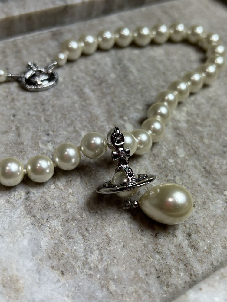 Vivienne Westwood Pearl Saturn Necklace подвеска бусы намисто підвіска