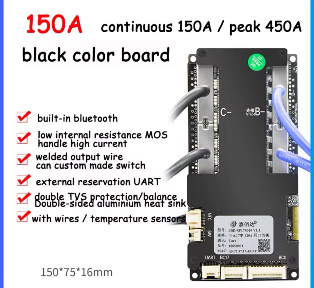 Smart BMS 17S 10S - 17S 150A Xiaoxiang JBD Балансир смарт бмс nzzr