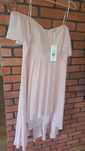 Nowa pudrowa sukienka wesele imprezy plus size 46 48