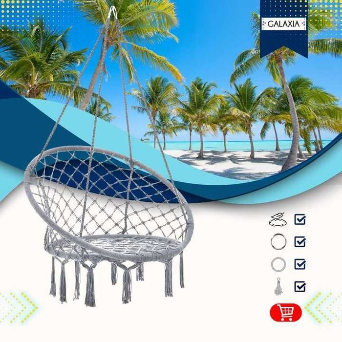 HUŚTAWKA BOCIANIE GNIAZDO Ogrodowa Fotel Wiszący Krzesło BOHO 80 cm