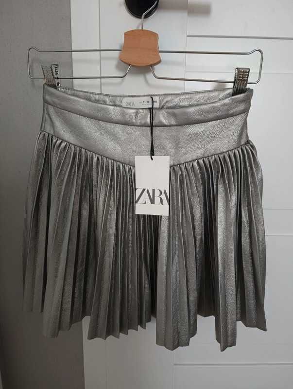 Plisowana srebrna spódniczka Zara r. 152