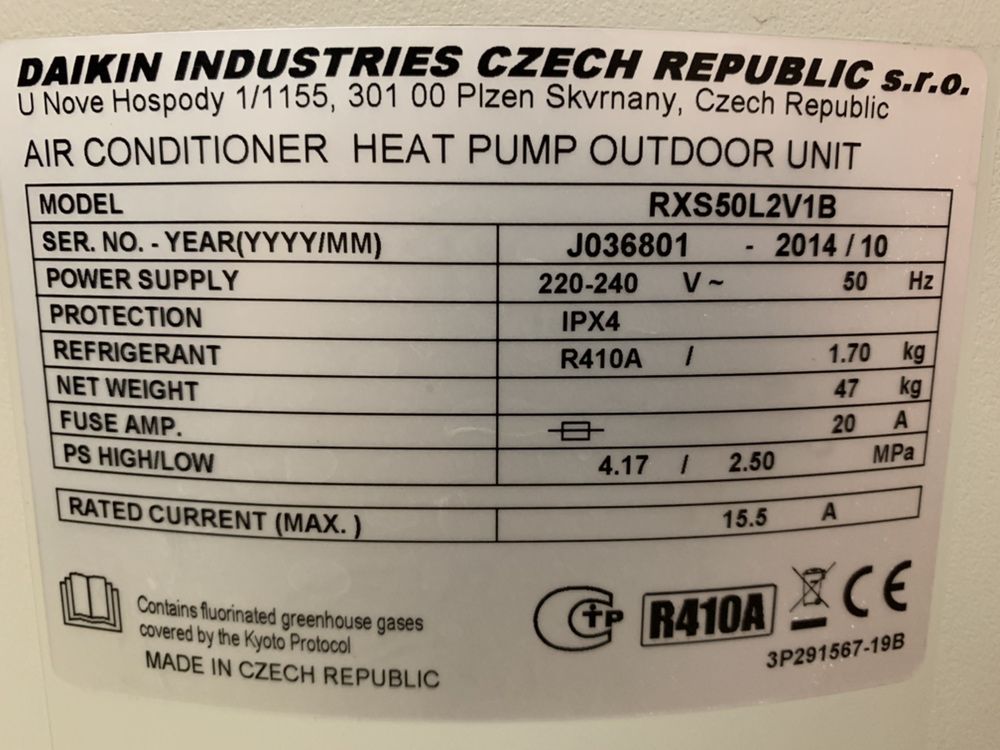 Кондиционер инверторный БУ Daikin Shira FTXS50K2V1B Тепловой насос JP