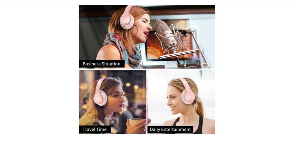Słuchawki Nauszne Bluetooth 5.3 Z Mikrofonem Różowe Bezprzewodowe Ulip