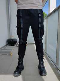 Spodnie bojówki czarne techwear mały rozmiar XS xxs