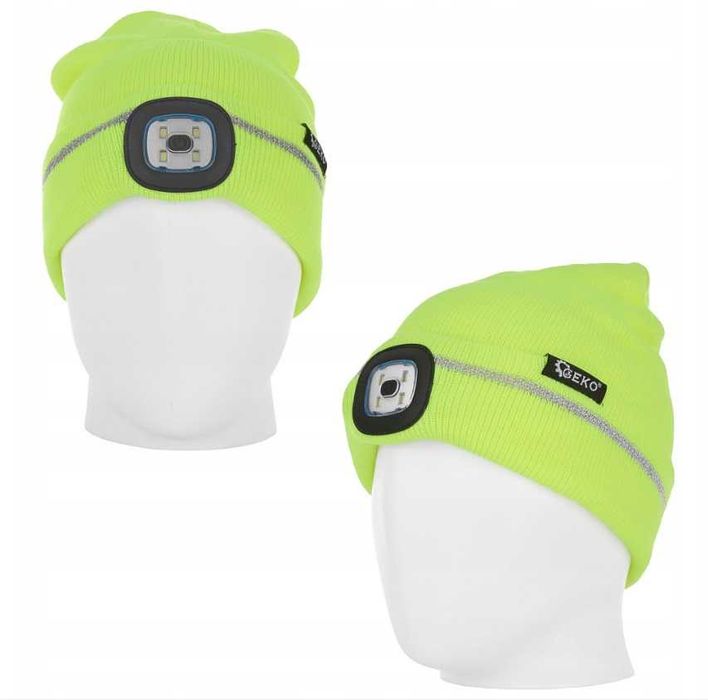 Czapka zimowa z odblaskiem akumulatorowa z lampką LED (żółta)