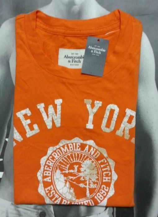 Pomarańczowy T-shirt ABERCROMBIE rozm. M