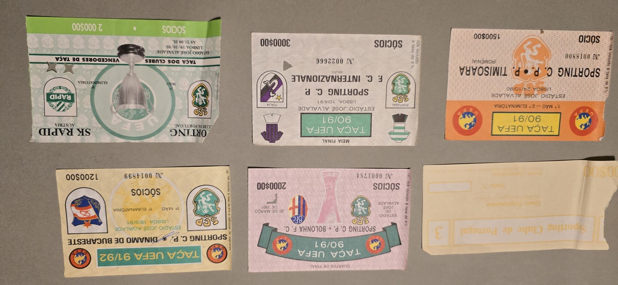Bilhetes antigos do Sporting Clube Portugal
