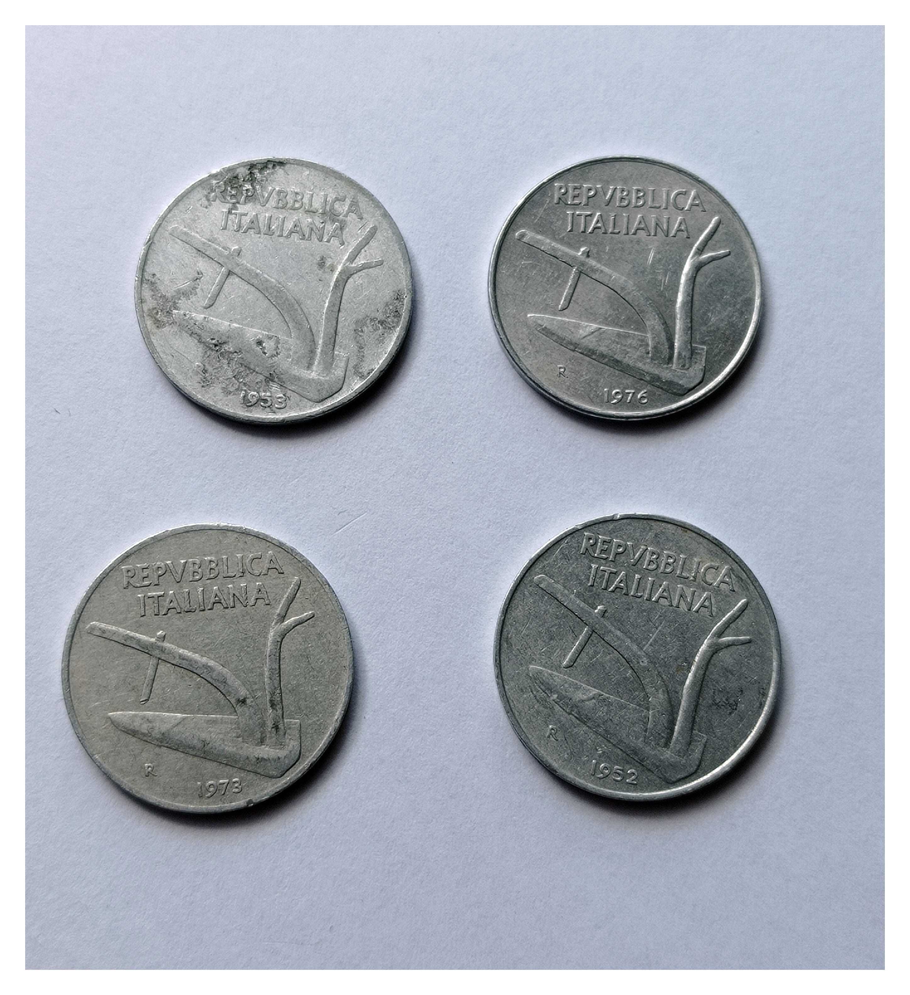 10 lire Włochy 1952, 1953, 1973, 1976