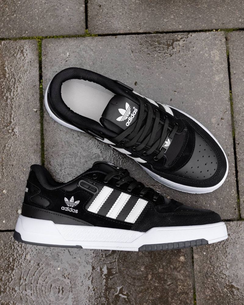 Мужские кроссовки адидас форум лоу Adidas Forum Low Black White 40-44