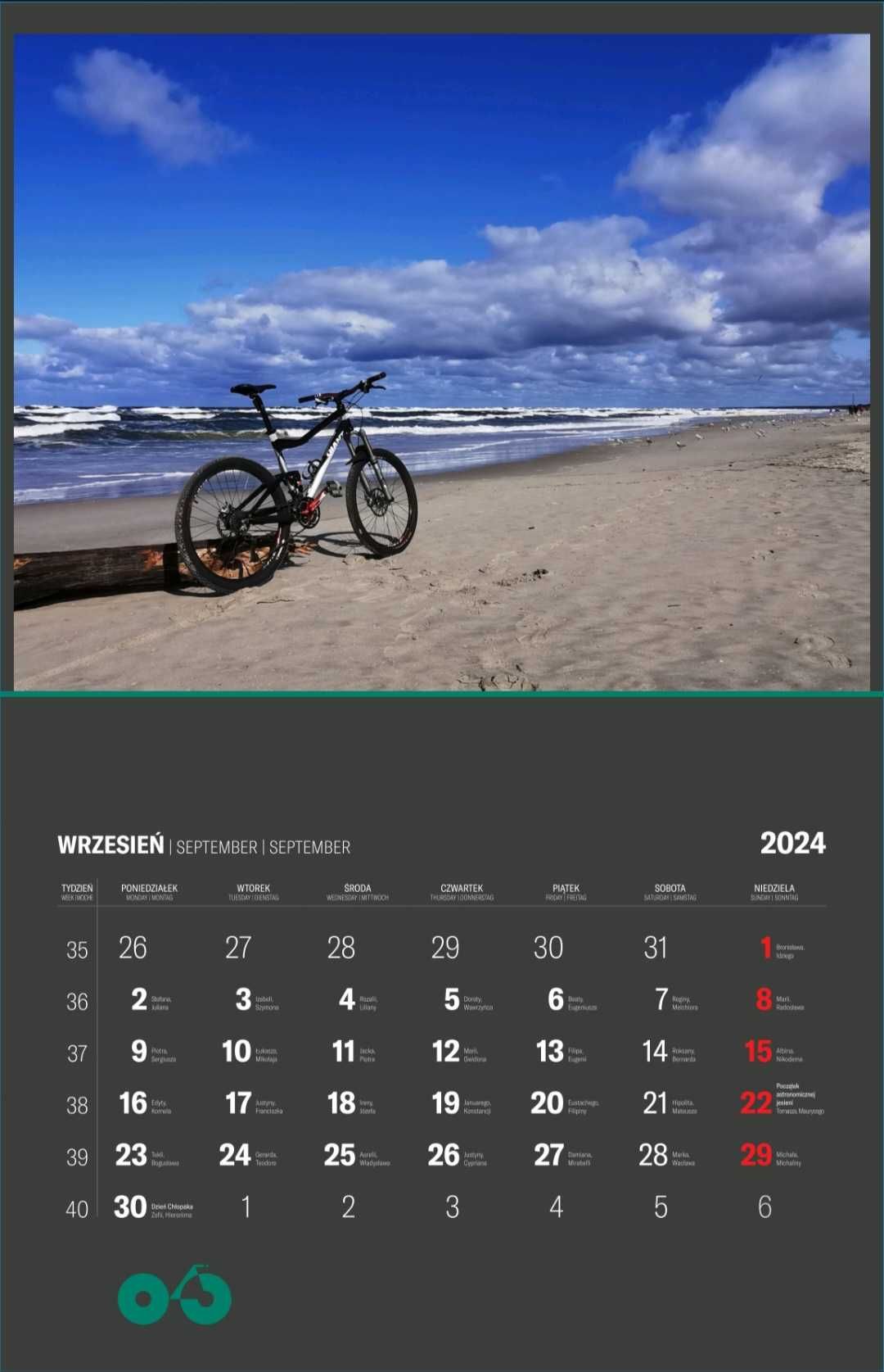 Rowerowy kalendarz ścienny na rok 2024 rowery rower z rowerami