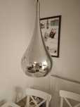 Lampa chromowana wisząca srebrna do salonu sufitowa