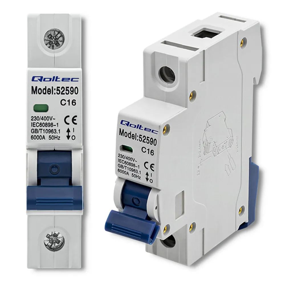 Wyłącznik nadprądowy C16 bezpiecznik AC Qoltec 1P 16A - 52590