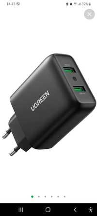 Зарядний пристрій Ugreen Fast Charger 36W 2*USB QC3.0 Black