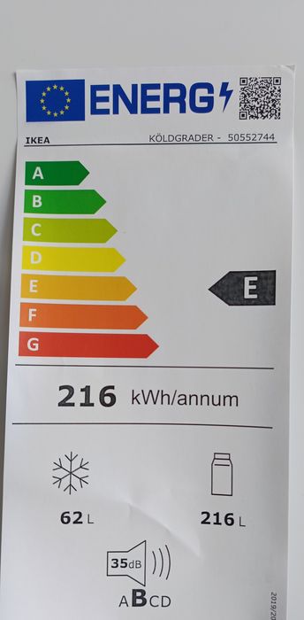 IKEA KOLDGRADER Lodówka/zamrażarka IKEA 750 zabudowa