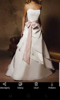 Suknia ślubna Cosmobella r.36 ivory z kokardą + bolerko i welon