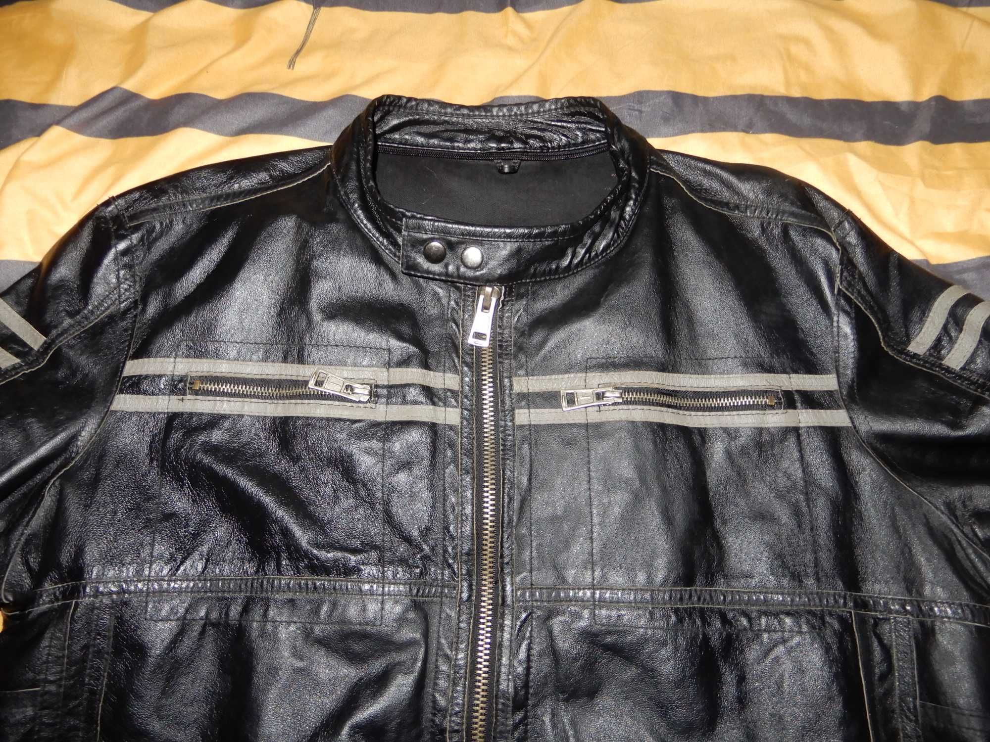 SUPER Kurtka skórzana biker motor metal punk XL