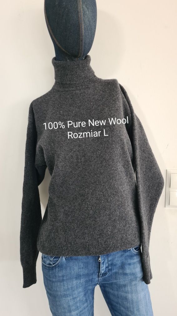 Golf 100% Pure New Wool Wełna. Grafitowy Szary. Rozmiar L / XL